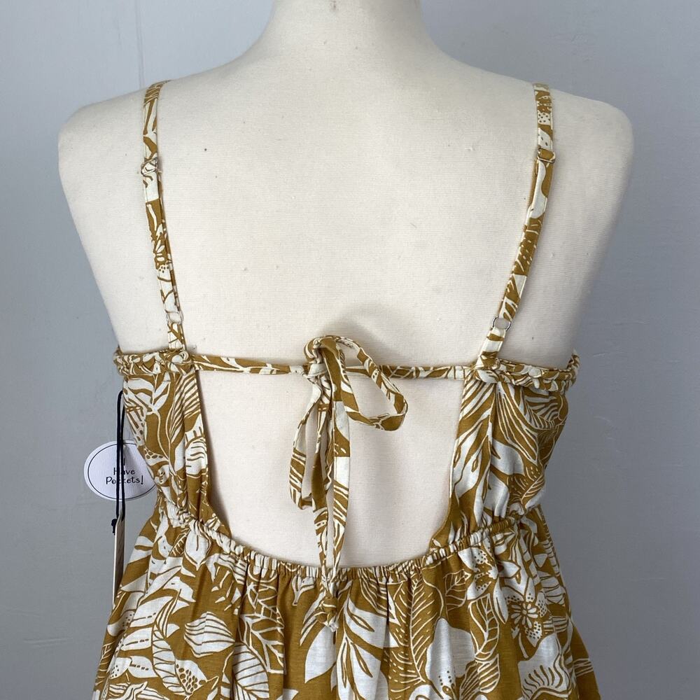 NWT Sincerely Jules Mini Dress Womens M Floral Strappy Tropical Linen Blend - Picture 9 of 13